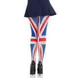 Back view of red, white & blue union jack tights - Golddiggers Boutique