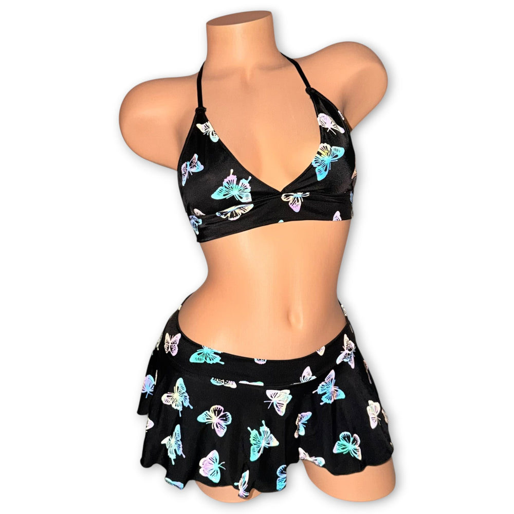 Reflective Butterfly Mariposa Halter & Skirt Set