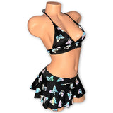 Reflective butterfly Mariposa skirt set under flash, side view - Golddiggers Boutique