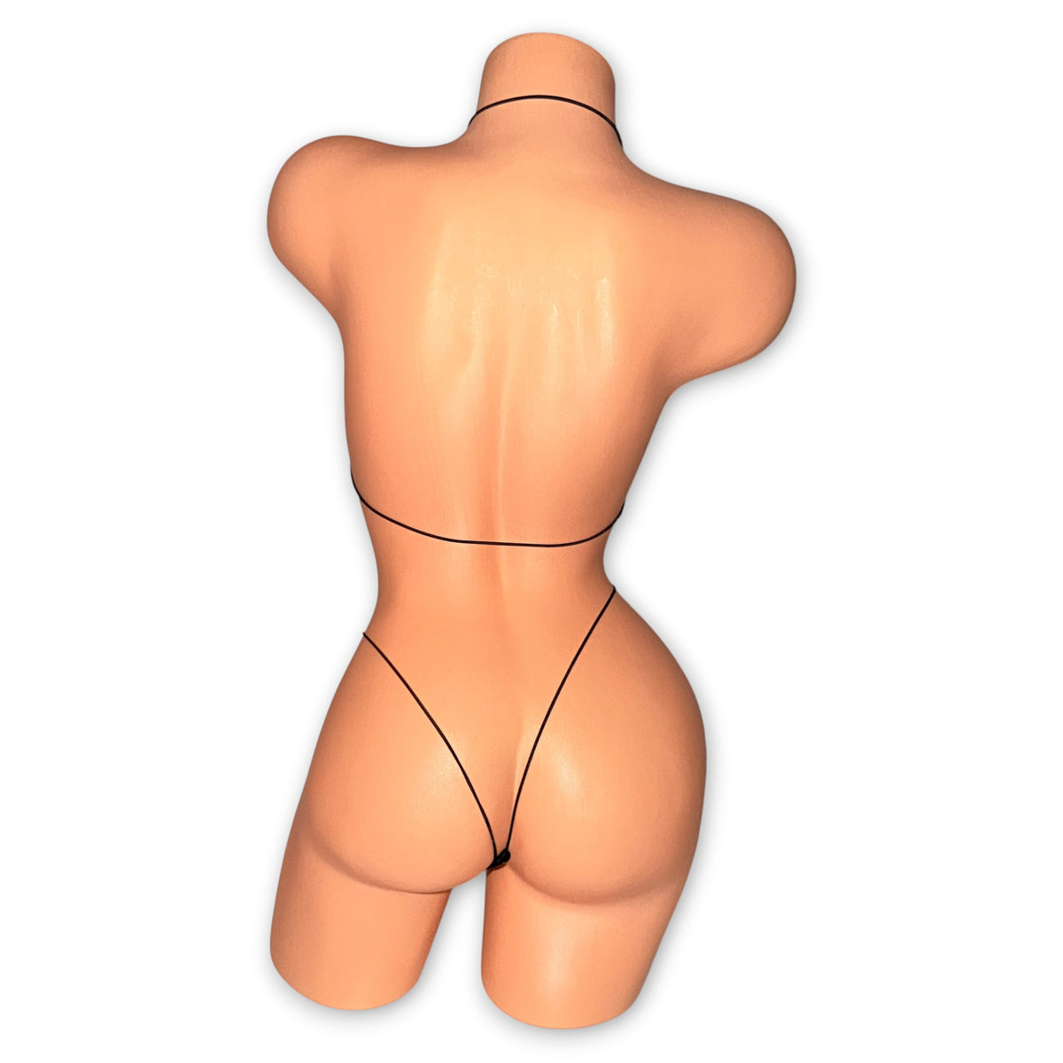 Reflective butterfly micro 'kini, back view showing string ties and g-string back - Golddiggers Boutique