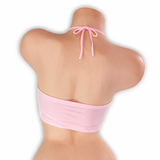 Rose Quartz baby pink flowy o-ring top on mannequin, back view, Golddiggers Boutique