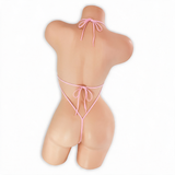 Rose Quartz baby pink Juno Micro Bling Bodysuit, back, Golddiggers Boutique