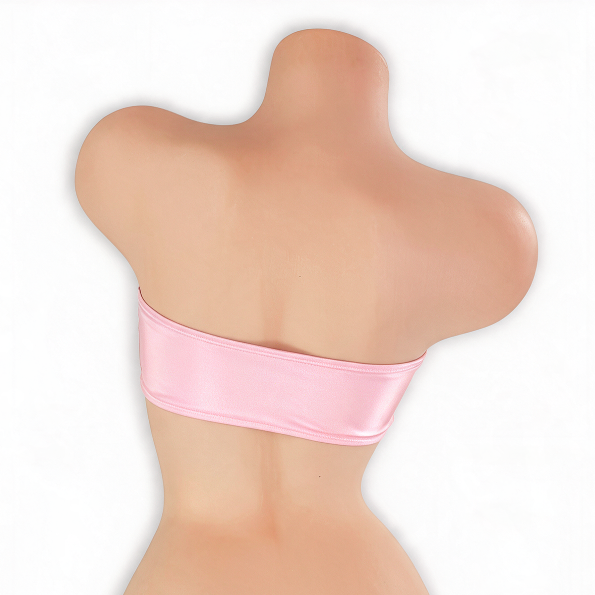 Rose Quartz baby pink ladder cutout bandeau top on mannequin, back view, Golddiggers Boutique