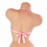 Rose Quartz baby pink open front o-ring top on mannequin, back view, Golddiggers Boutique