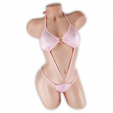 Rose Quartz baby pink Remy O-Ring Slingshot Bodysuit, front, Golddiggers Boutique