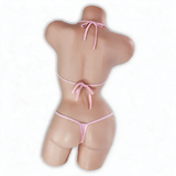 Rose Quartz baby pink Zaria micro triangle slingshot bodysuit, back, Golddiggers Boutique