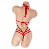 Ruby red Dolly Choker Micro Bodysuit, back, Golddiggers Boutique