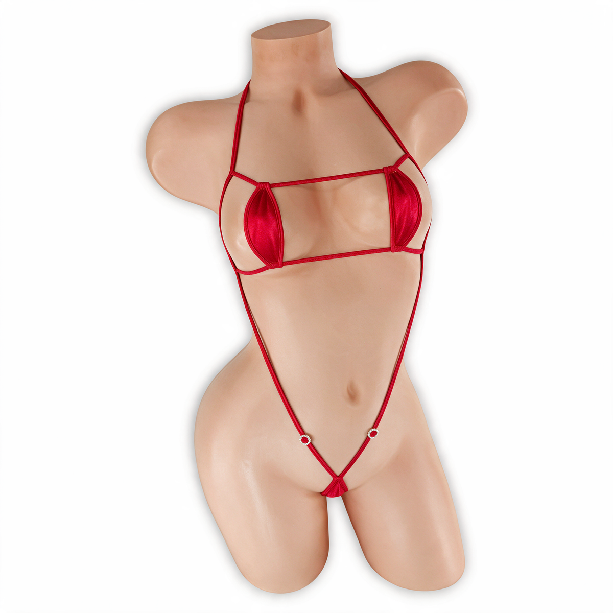 Ruby red Juno Micro Bling Bodysuit, front, Golddiggers Boutique