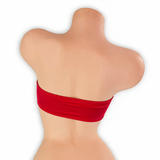 Ruby red peekaboo bandeau top on mannequin, back view, Golddiggers Boutique