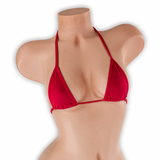 Ruby red skinny tri top on mannequin, front view, Golddiggers Boutique