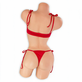 Ruby red Skye shoulder tie bodysuit, back, Golddiggers Boutique