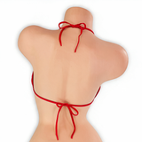 Ruby red tri top on mannequin, back view, Golddiggers Boutique