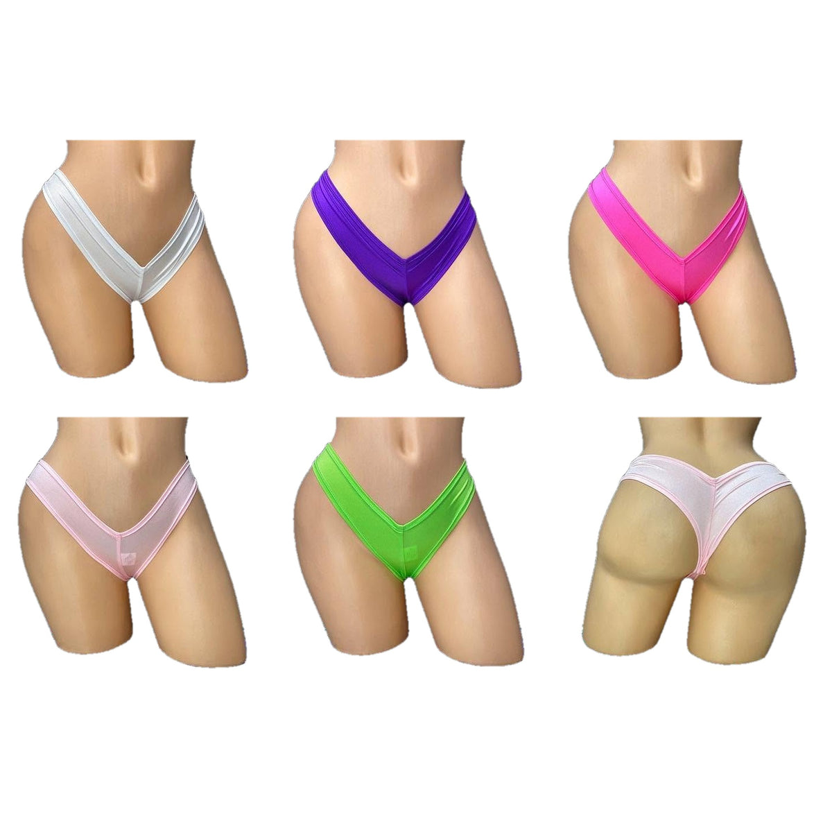 Scrunch back super micro shorts in all 5 colors, front and back, Golddiggers Boutique