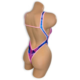 Smoked Carson bodysuit, angled back view showing open back and thong - Golddiggers Boutique