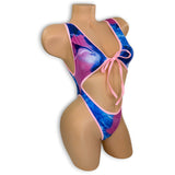 Smoked Carson tie-front bodysuit with deep cutout, side view - Golddiggers Boutique