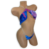 Smoked Eva smoke print slingshot bodysuit on mannequin, angled front view - Golddiggers Boutique
