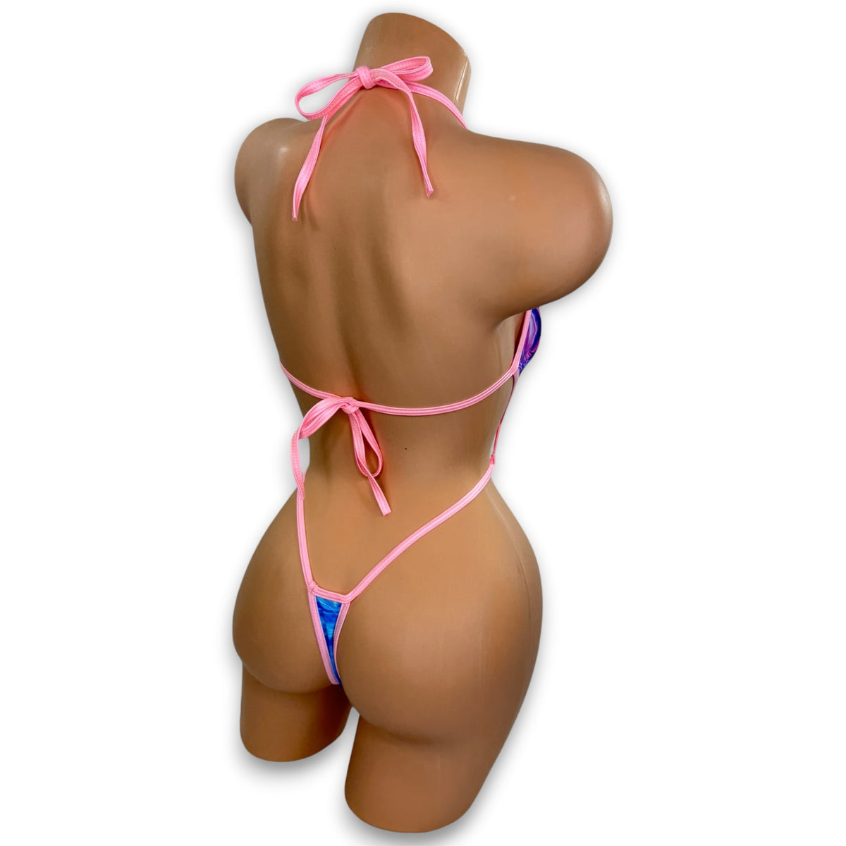Smoked Vanezza slingshot bodysuit, angled back view - Golddiggers Boutique