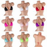 Elastic string tri top on mannequin in all 8 colors, Golddiggers Boutique