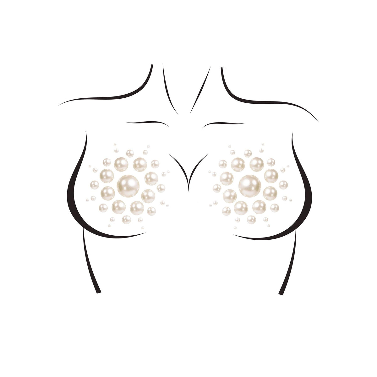 Detail view of white pearl sunburst pasties - Golddiggers Boutique