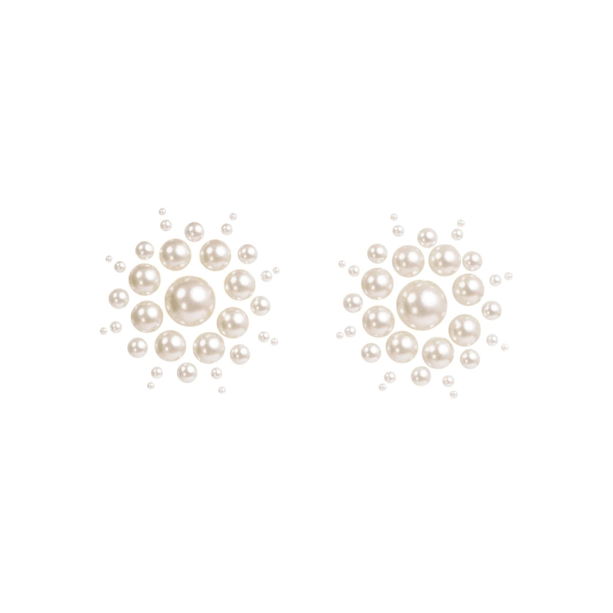 Front view of white pearl sunburst pasties - Golddiggers Boutique