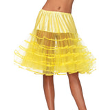 Close-up front view of yellow knee length ruffle petticoat - Golddiggers Boutique