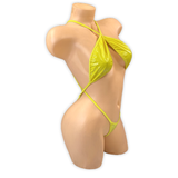 Side of the Yellow Zoe vinyl slingshot bodysuit