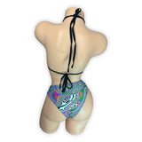 Vivian acid wash triangle bikini top back view — Golddiggers Boutique exotic dancewear