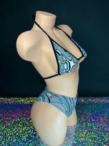 Vivian acid wash bikini set flat lay — Golddiggers Boutique exotic dancewear