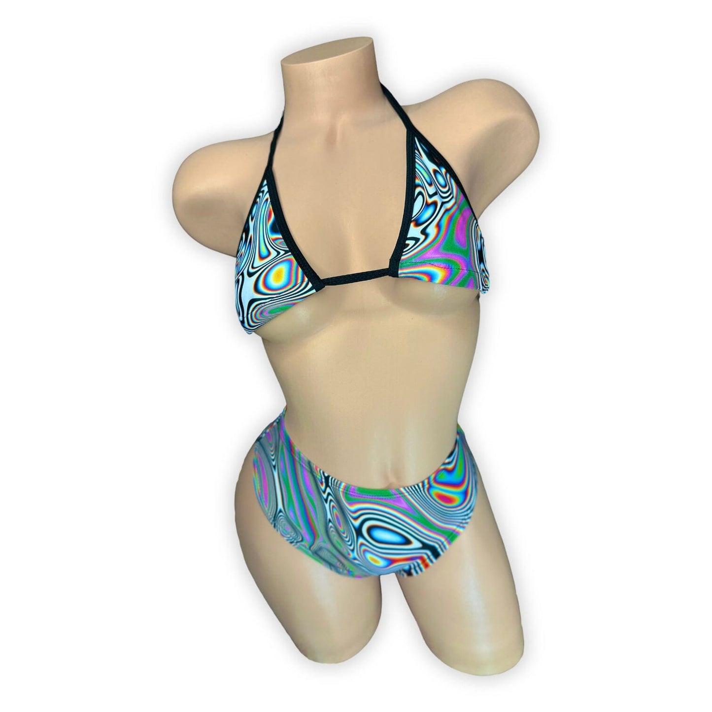 Vivian acid high rise bikini set front view — Golddiggers Boutique exotic dancewear