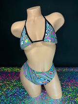 Vivian acid bikini set close-up pattern detail — Golddiggers Boutique exotic dancewear