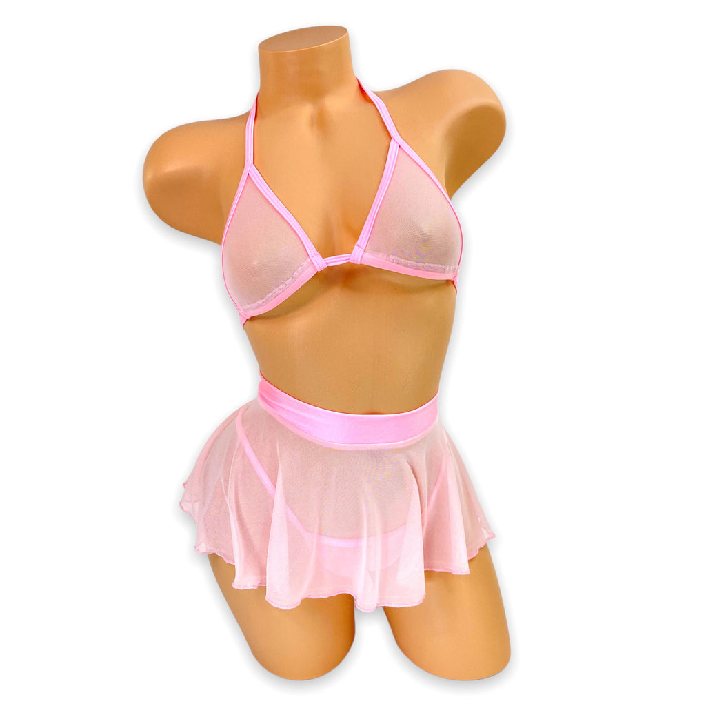 Baby Pink Mesh Bailey Skirt Set