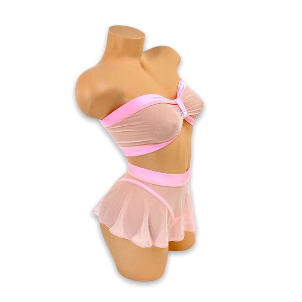 Baby Pink Theresa Bandeau Skirt Set