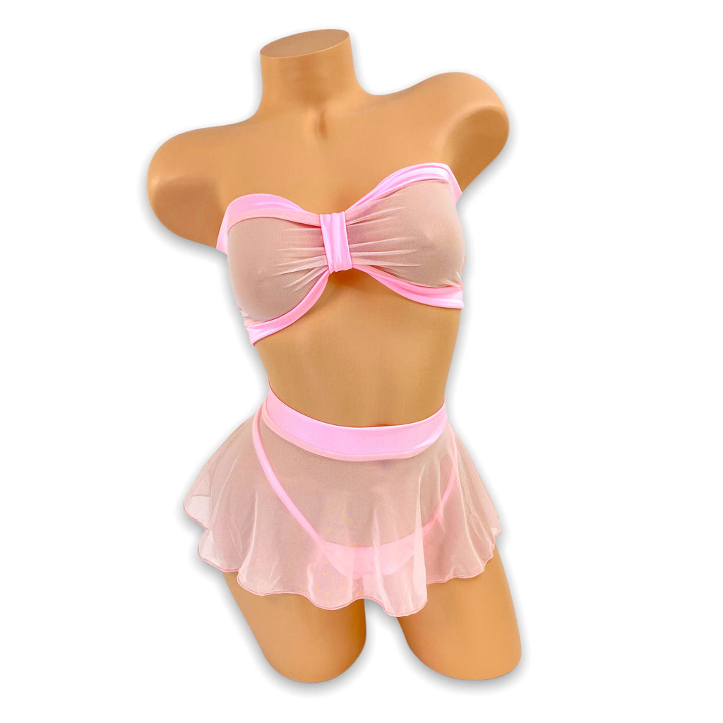 Baby Pink Theresa Bandeau Skirt Set