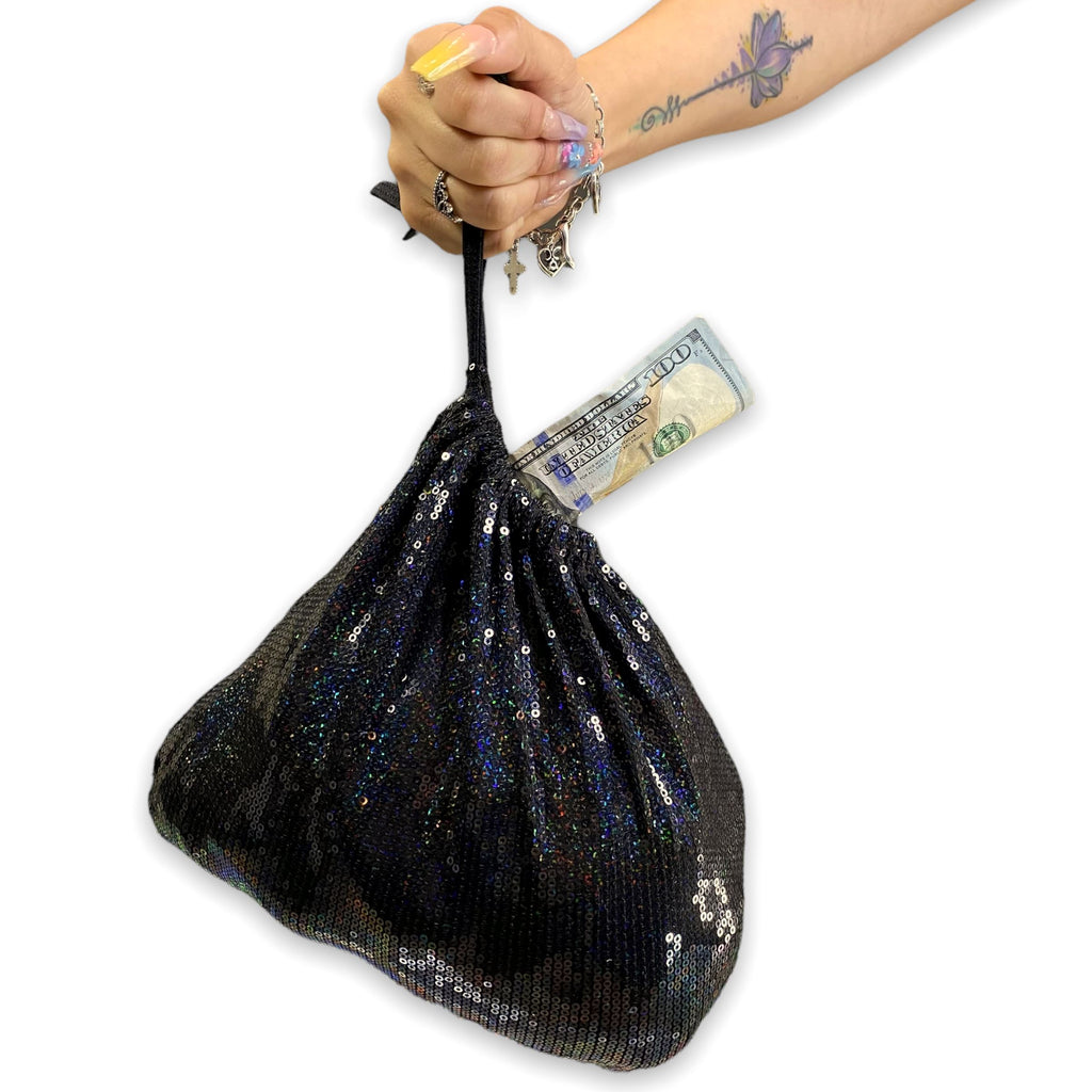 Black Glitz Medium Sized Money Bag