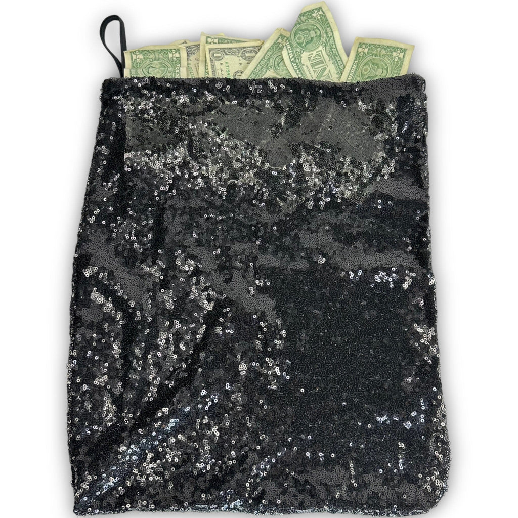 Black Glitz XLarge Sized Money Bag