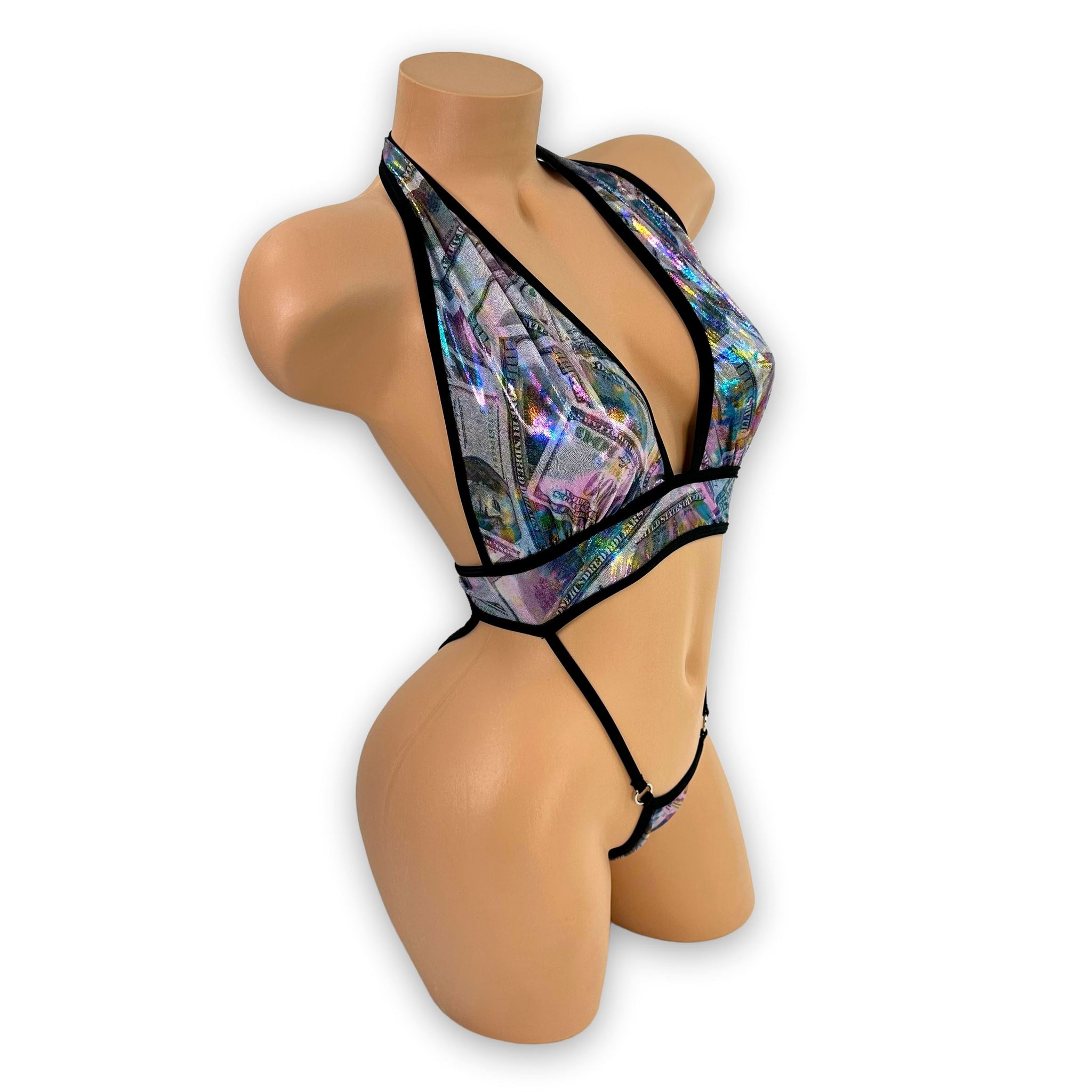 Black Holo Money Print Heidi Bodysuit