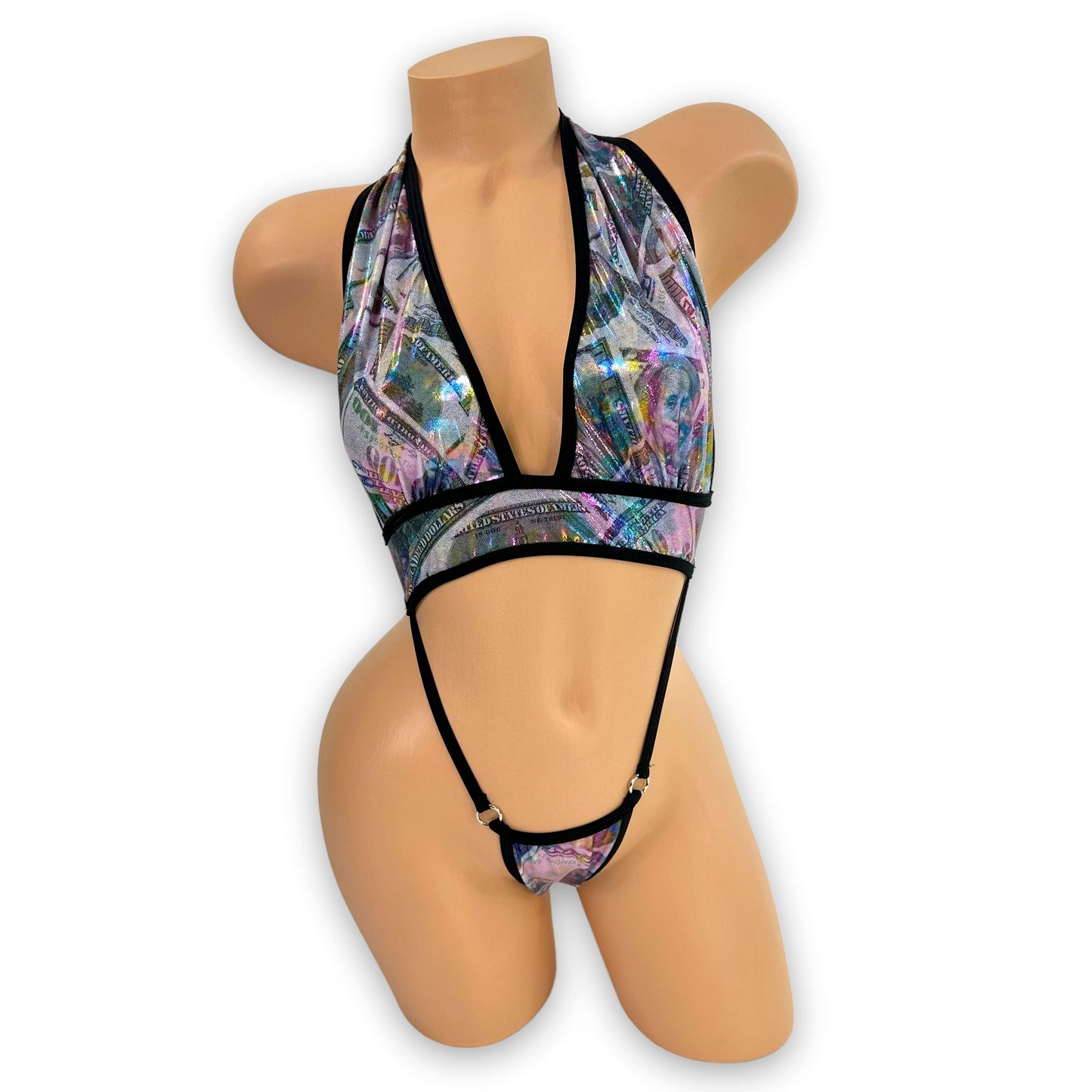 Black Holo Money Print Heidi Bodysuit