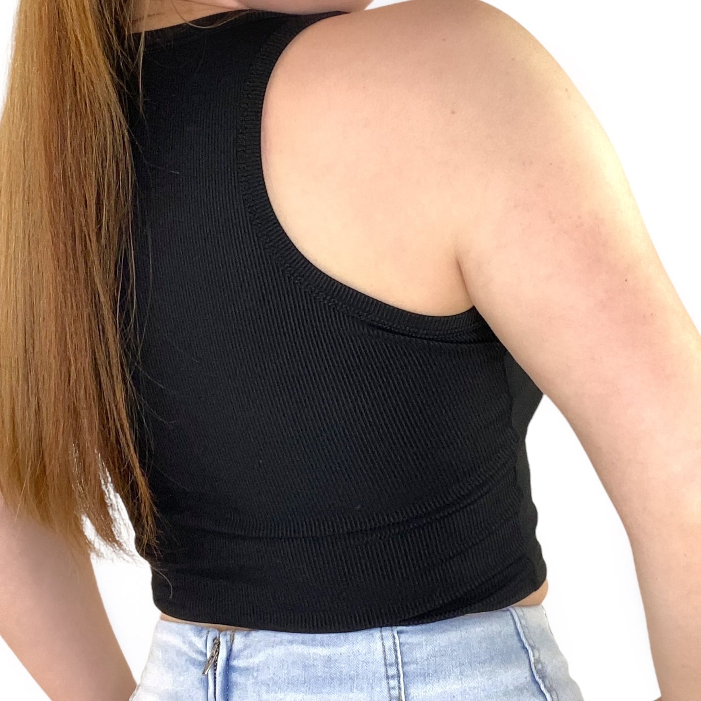 Black Ribbed 'Send Nudez" Top