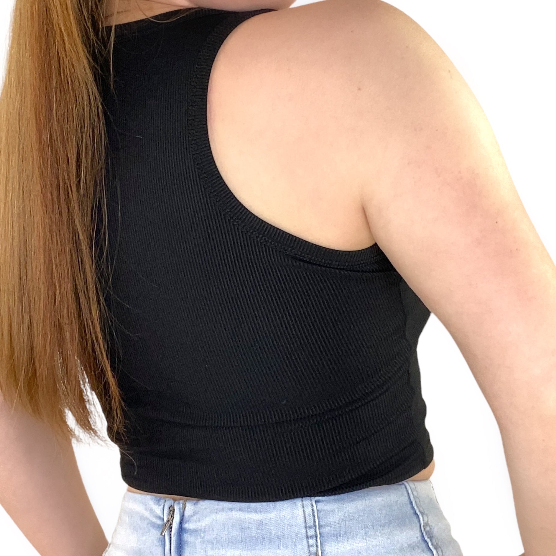 Black Ribbed 'Send Nudez" Top