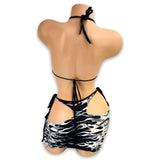 Black & White Flame Salma Faux Thong Skirt Set
