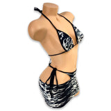 Black & White Flame Salma Faux Thong Skirt Set