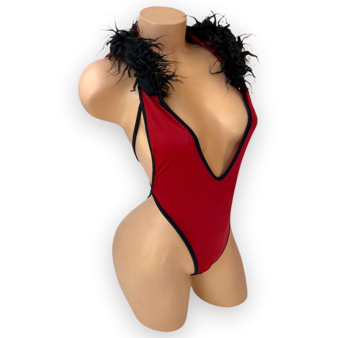 Burgundy & Black Santa Baby Bodysuit