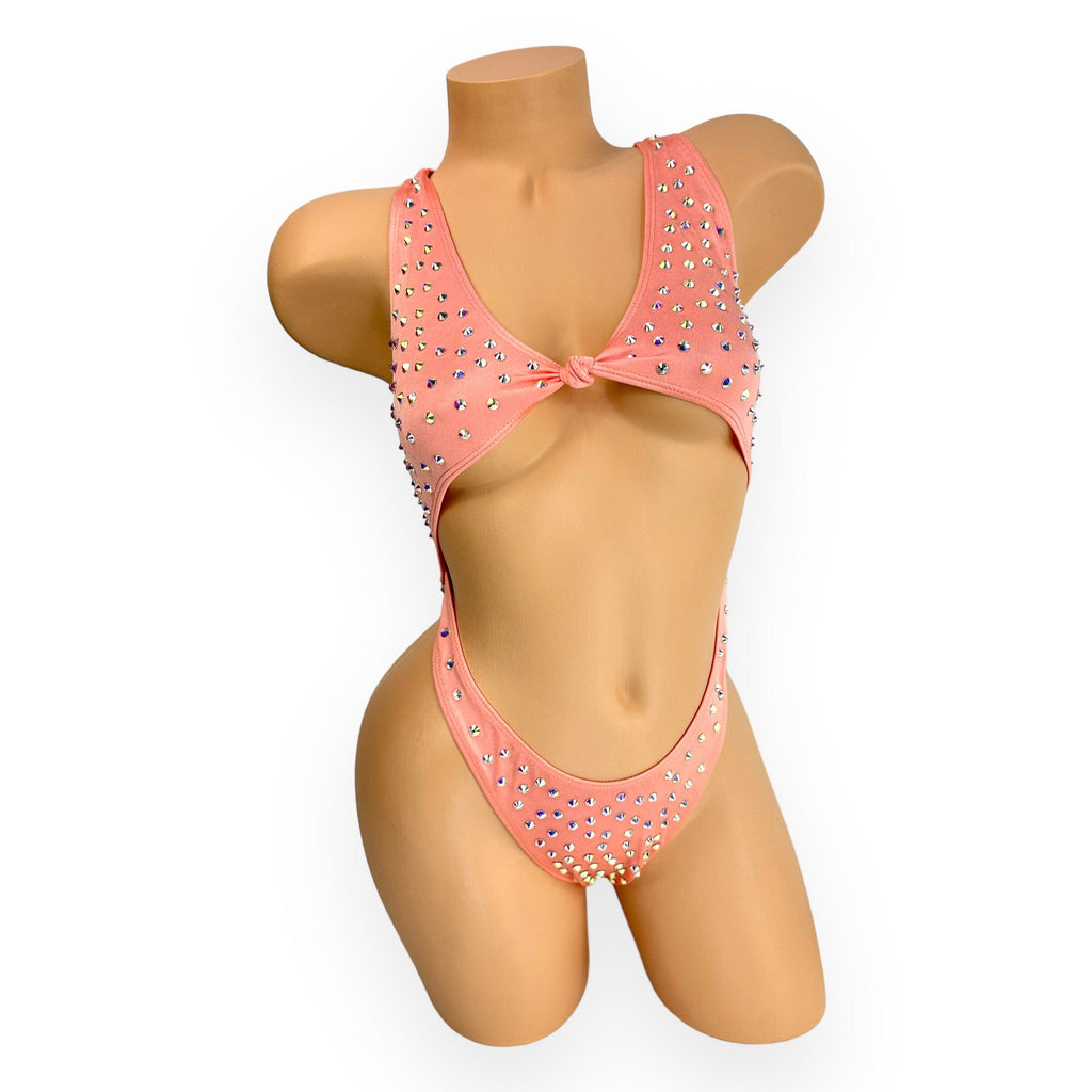 Coral Rhinestoned Ashley Bodysuit