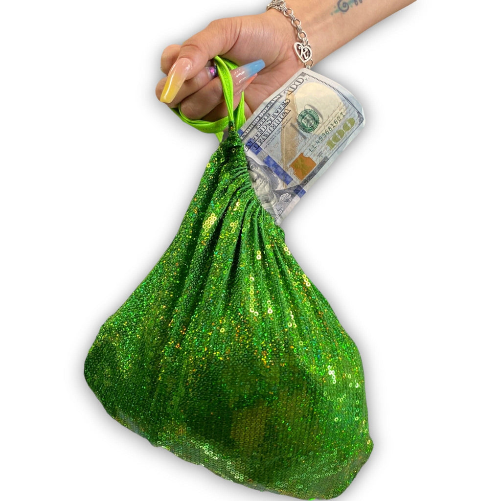 Green Glitz Medium Sized Money Bag