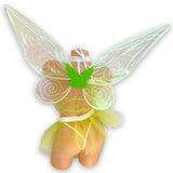 Green Magical Fairy white g-string and fairy wings detail, back view — Golddiggers Boutique exotic dancewear