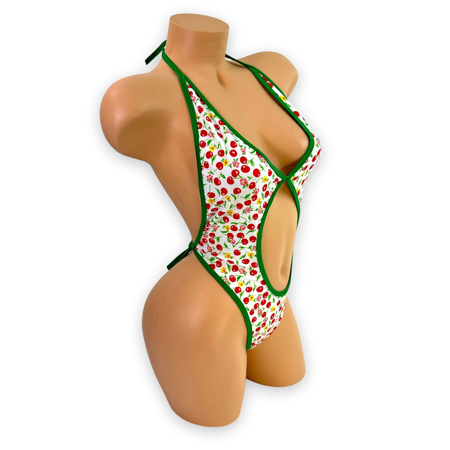 Green & White Cherry Printed Michelle Bodysuit