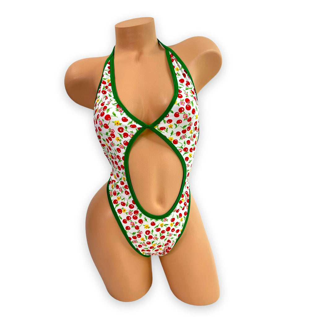 Green & White Cherry Printed Michelle Bodysuit