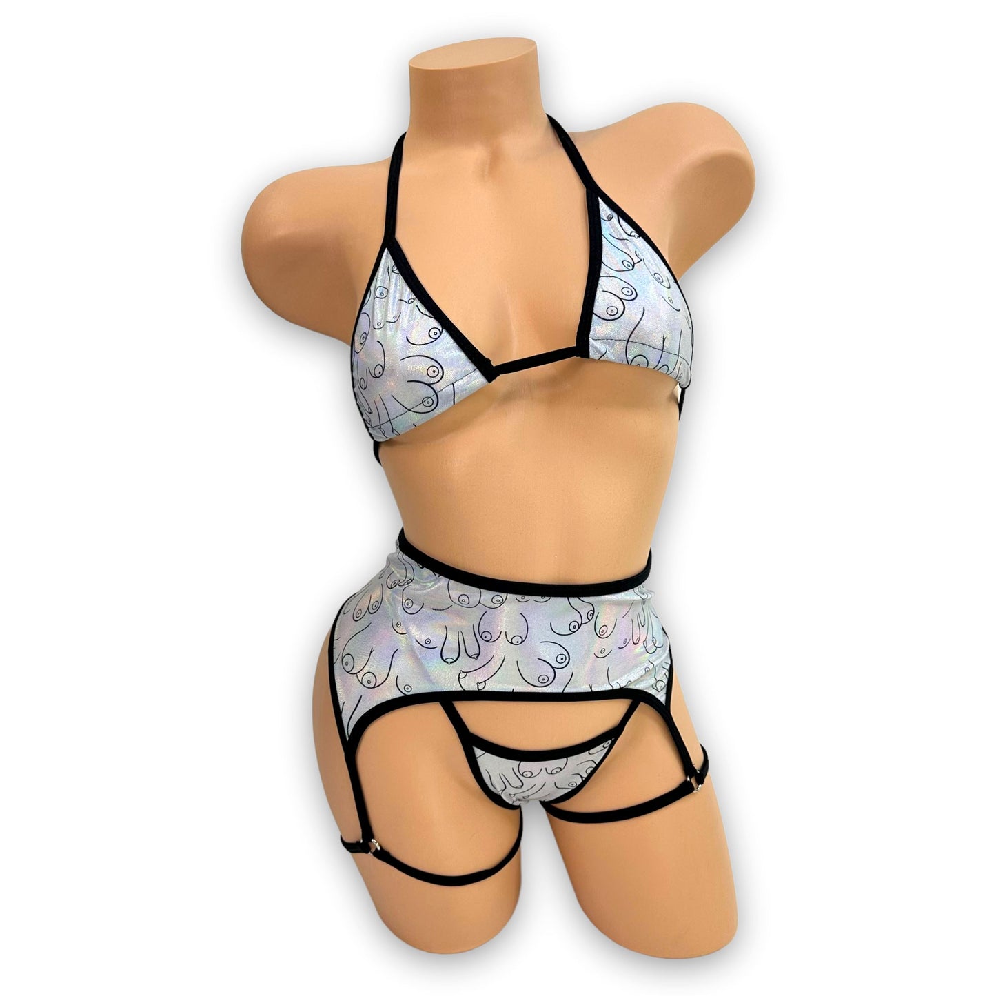 Holographic B00bies Sandra Garter Set