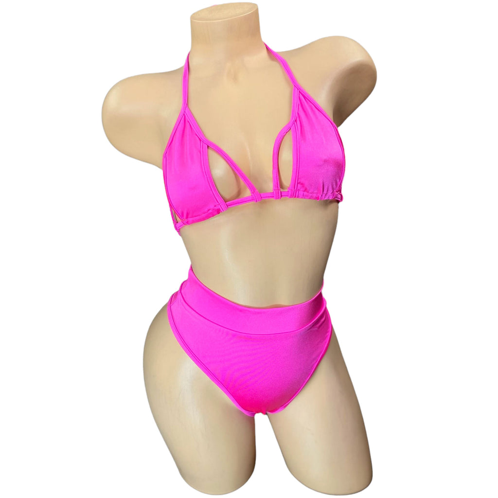 Hot Pink Cut Out High Waisted ‘Kini