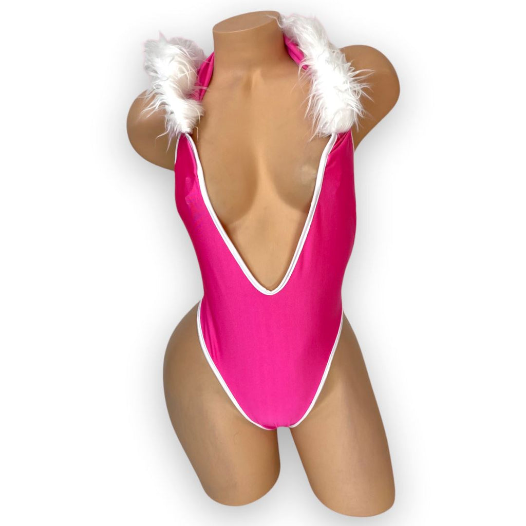 Hot Pink & White Santa Baby Bodysuit